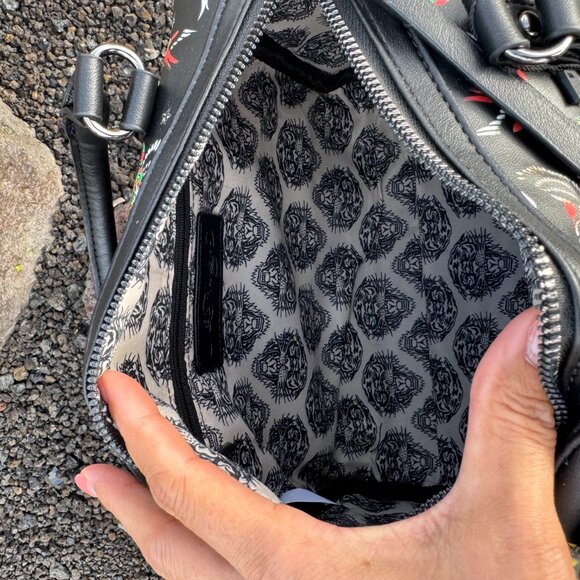 Ed Hardy NWT Handbags Satchel Crossbody dust bag Tattoo Love Kills Vegan Black - Picture 6 of 11